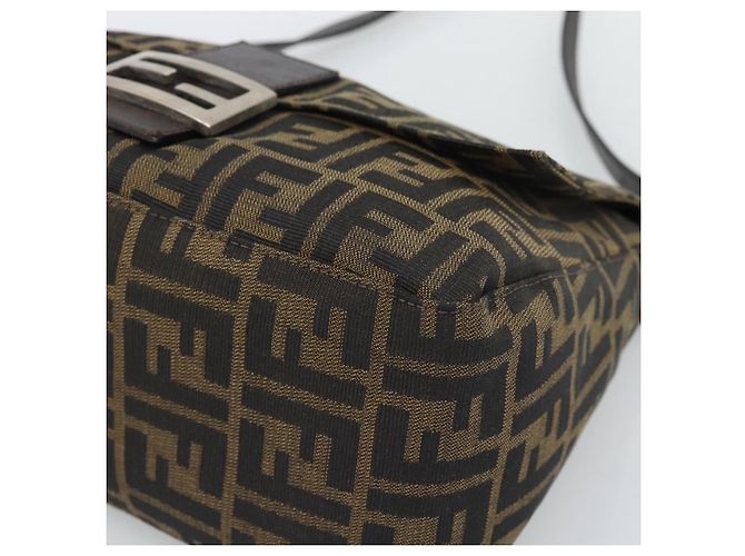 FENDI Zucca Canvas Mamma Baguette Borsa a Spalla Marrone Nero Auth 193847V - vista 10