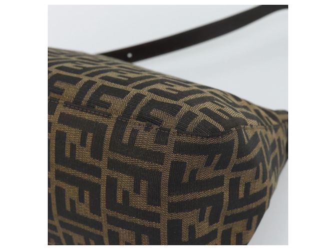 FENDI Zucca Canvas Mamma Baguette Borsa a Spalla Marrone Nero Auth 193847V - vista 12
