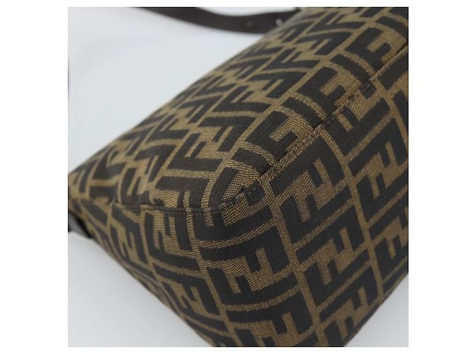 FENDI Zucca Canvas Mamma Baguette Borsa a Spalla Marrone Nero Auth 193847V - vista 13