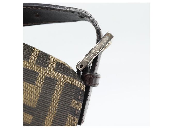 FENDI Zucca Canvas Mamma Baguette Borsa a Spalla Marrone Nero Auth 193847V - vista 14