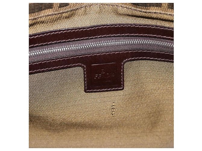 FENDI Zucca Canvas Mamma Baguette Borsa a Spalla Marrone Nero Auth 193847V - vista 15