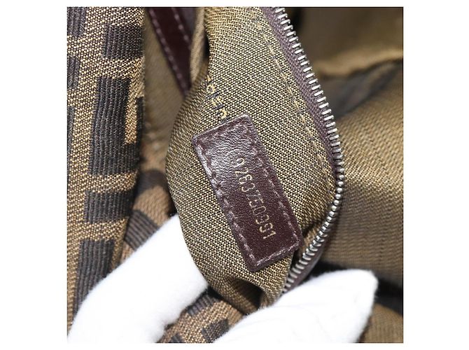 FENDI Zucca Canvas Mamma Baguette Borsa a Spalla Marrone Nero Auth 193847V - vista 21