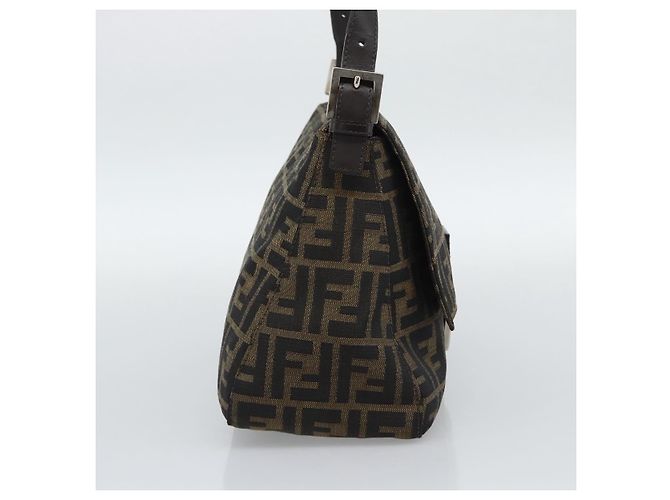 FENDI Zucca Canvas Mamma Baguette Borsa a Spalla Marrone Nero Auth 193847V - vista 4