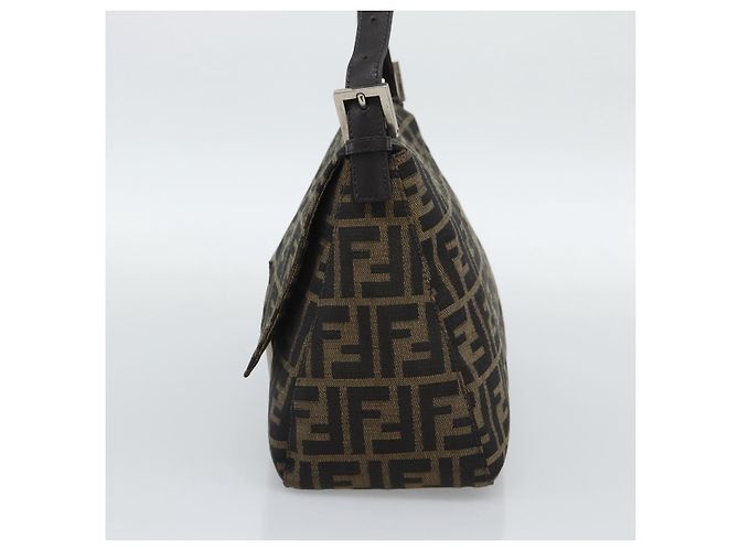 FENDI Zucca Canvas Mamma Baguette Borsa a Spalla Marrone Nero Auth 193847V - vista 5
