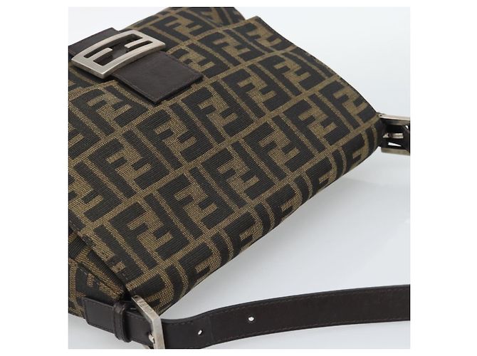 FENDI Zucca Canvas Mamma Baguette Borsa a Spalla Marrone Nero Auth 193847V - vista 6