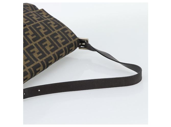 FENDI Zucca Canvas Mamma Baguette Borsa a Spalla Marrone Nero Auth 193847V - vista 7