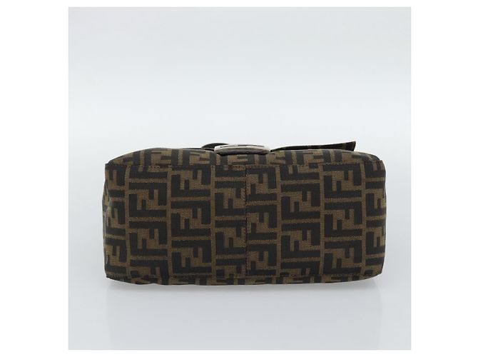 FENDI Zucca Canvas Mamma Baguette Borsa a Spalla Marrone Nero Auth 193847V - vista 9
