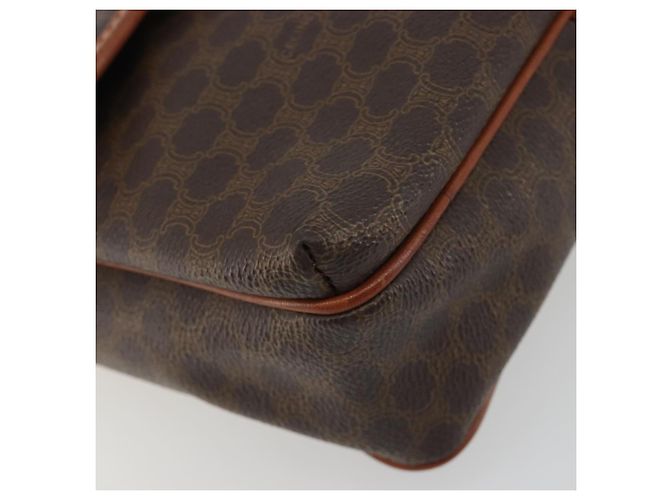 Céline Borsa a Spalla CELINE Macadam Canvas PVC Pelle Marrone Oro Auth 191139 D'oro - vista 11