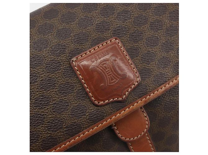 Céline Borsa a Spalla CELINE Macadam Canvas PVC Pelle Marrone Oro Auth 191139 D'oro - vista 14