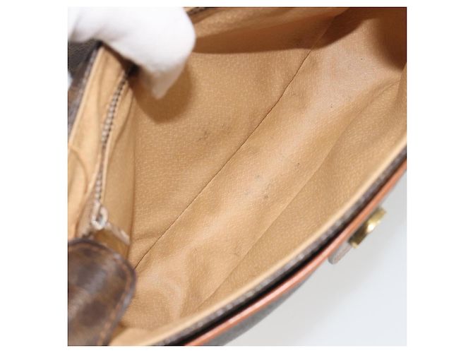 Céline Borsa a Spalla CELINE Macadam Canvas PVC Pelle Marrone Oro Auth 191139 D'oro - vista 17