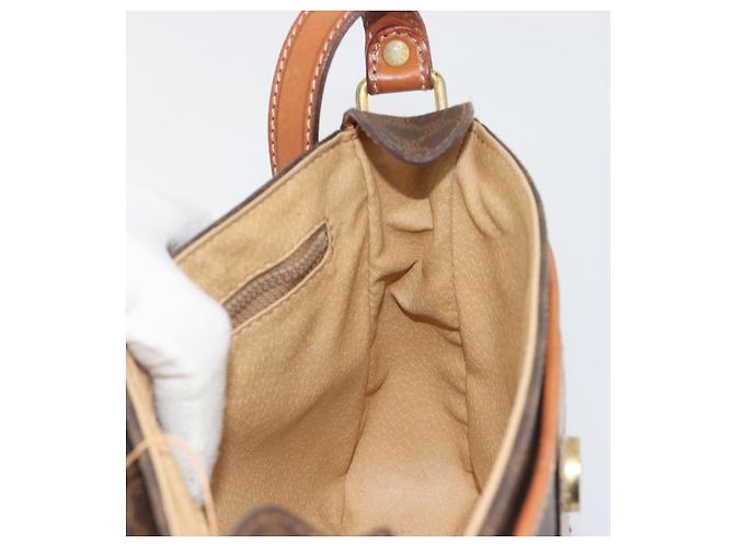 Céline Borsa a Spalla CELINE Macadam Canvas PVC Pelle Marrone Oro Auth 191139 D'oro - vista 18