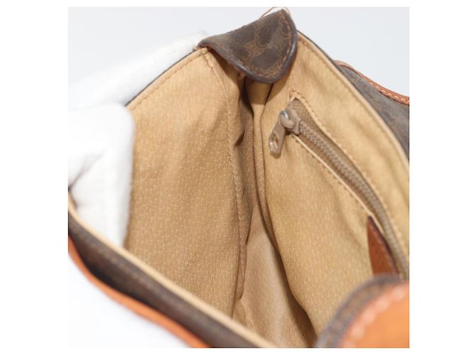 Céline Borsa a Spalla CELINE Macadam Canvas PVC Pelle Marrone Oro Auth 191139 D'oro - vista 19