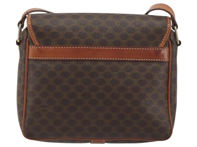 Céline Borsa a Spalla CELINE Macadam Canvas PVC Pelle Marrone Oro Auth 191139 D'oro - vista 3