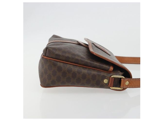 Céline Borsa a Spalla CELINE Macadam Canvas PVC Pelle Marrone Oro Auth 191139 D'oro - vista 4