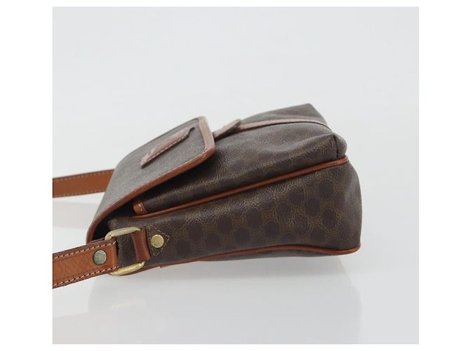Céline Borsa a Spalla CELINE Macadam Canvas PVC Pelle Marrone Oro Auth 191139 D'oro - vista 5