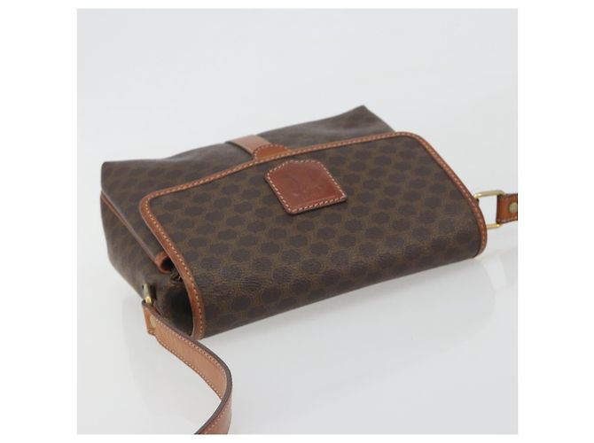 Céline Borsa a Spalla CELINE Macadam Canvas PVC Pelle Marrone Oro Auth 191139 D'oro - vista 6
