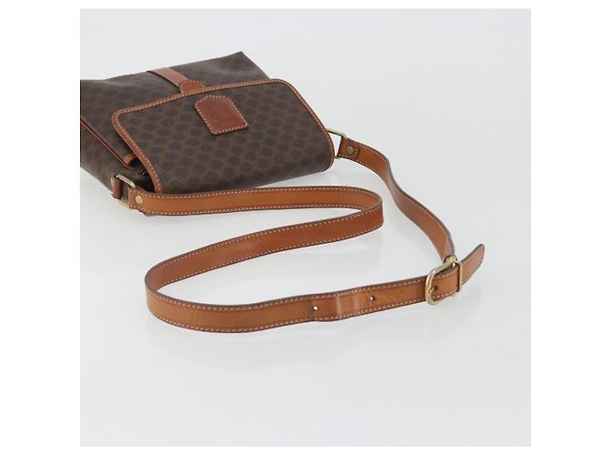 Céline Borsa a Spalla CELINE Macadam Canvas PVC Pelle Marrone Oro Auth 191139 D'oro - vista 7