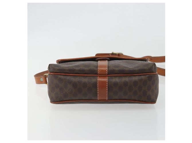Céline Borsa a Spalla CELINE Macadam Canvas PVC Pelle Marrone Oro Auth 191139 D'oro - vista 9