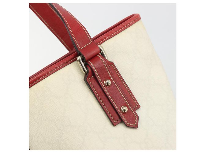 GUCCI GG Supreme Handtasche aus PVC und Leder Outlet Weiß Rot 257250 Auth ep15469 - Ansicht 16