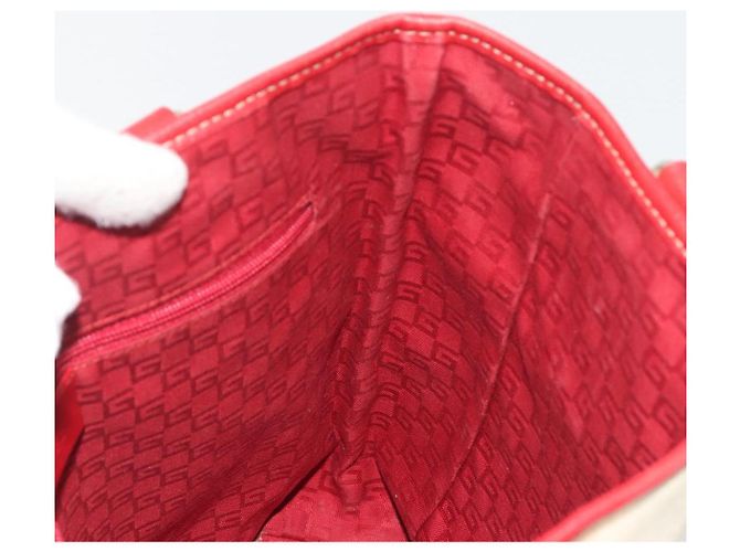 GUCCI GG Supreme Handtasche aus PVC und Leder Outlet Weiß Rot 257250 Auth ep15469 - Ansicht 19
