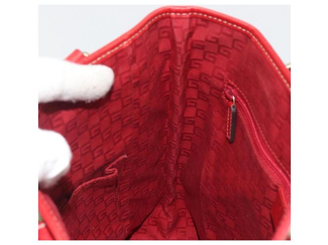 GUCCI GG Supreme Handtasche aus PVC und Leder Outlet Weiß Rot 257250 Auth ep15469 - Ansicht 20