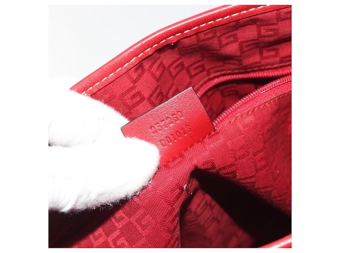 GUCCI GG Supreme Handtasche aus PVC und Leder Outlet Weiß Rot 257250 Auth ep15469 - Ansicht 23