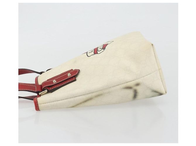 GUCCI GG Supreme Handtasche aus PVC und Leder Outlet Weiß Rot 257250 Auth ep15469 - Ansicht 5