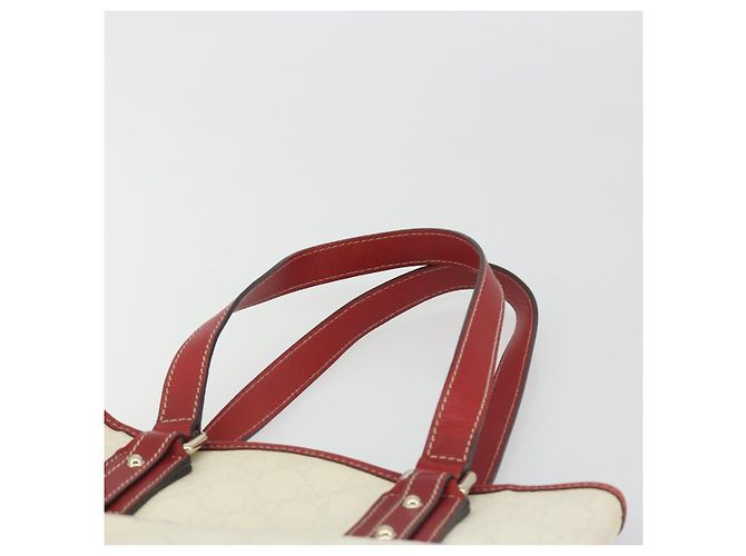GUCCI GG Supreme Handtasche aus PVC und Leder Outlet Weiß Rot 257250 Auth ep15469 - Ansicht 8