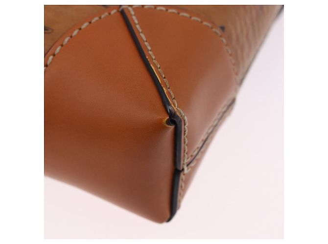 Bolsa de ombro MCM Vicetos em PVC e couro marrom com detalhes dourados Auth ka5379 - vista 10