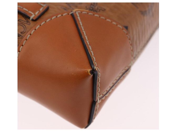 Bolsa de ombro MCM Vicetos em PVC e couro marrom com detalhes dourados Auth ka5379 - vista 12