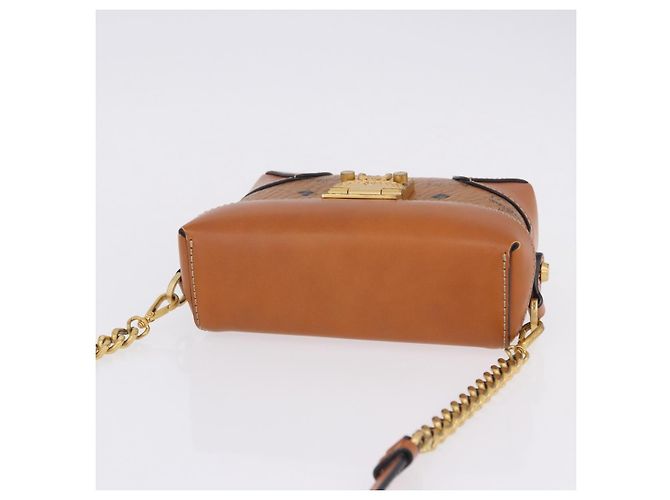 Bolsa de ombro MCM Vicetos em PVC e couro marrom com detalhes dourados Auth ka5379 - vista 6