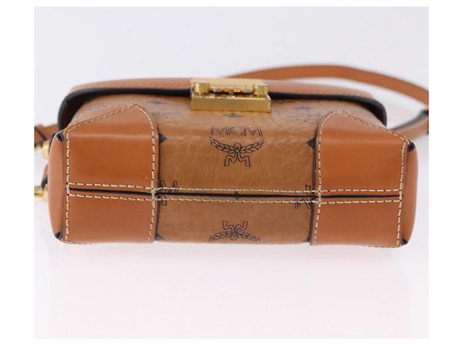 Bolsa de ombro MCM Vicetos em PVC e couro marrom com detalhes dourados Auth ka5379 - vista 9