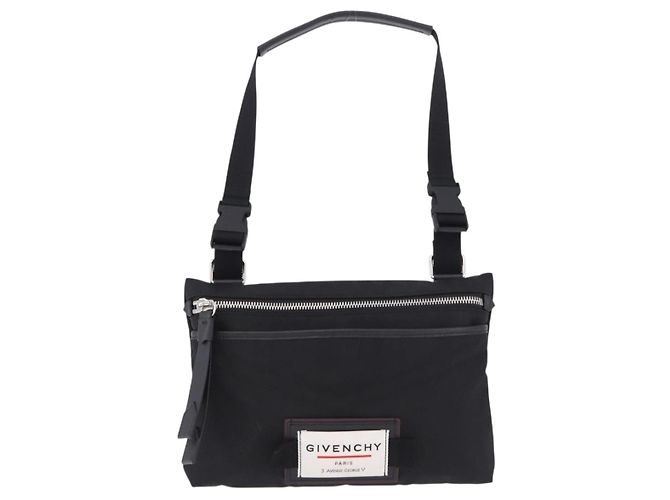 GIVENCHY Schultertasche Nylon Schwarz Silber Auth ar14128A - Ansicht 2