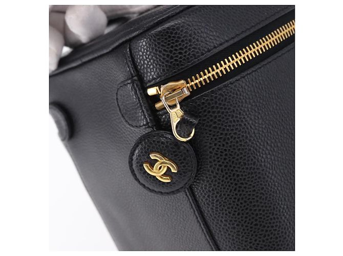 CHANEL COCO Mark Vanity Hand Bag Caviar Skin Black Gold CC Auth ki6768SAV Nero D'oro - vista 14