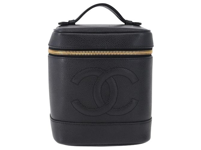 CHANEL COCO Mark Vanity Hand Bag Caviar Skin Black Gold CC Auth ki6768SAV Nero D'oro - vista 2