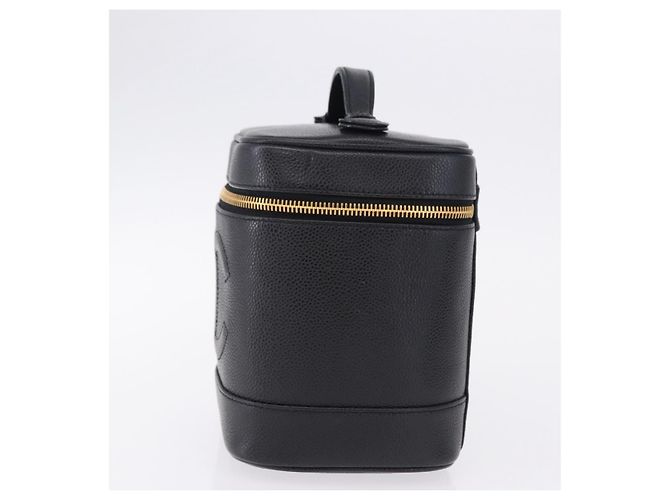 CHANEL COCO Mark Vanity Hand Bag Caviar Skin Black Gold CC Auth ki6768SAV Nero D'oro - vista 4