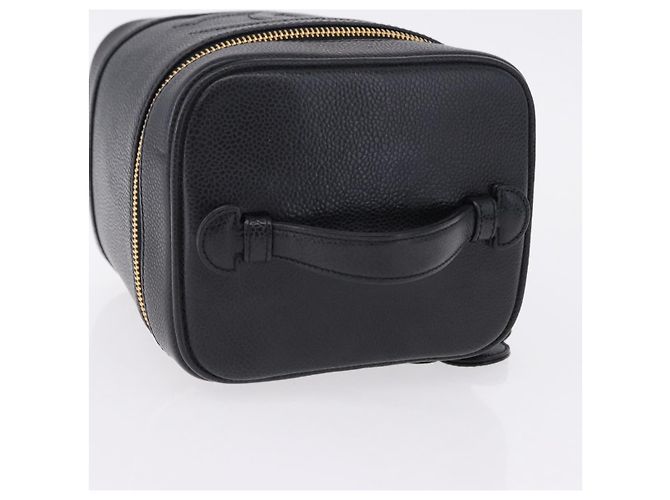 CHANEL COCO Mark Vanity Hand Bag Caviar Skin Black Gold CC Auth ki6768SAV Nero D'oro - vista 6