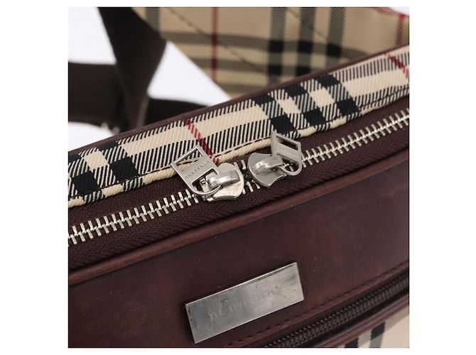 Borsa a tracolla BURBERRY Nova Check in tela beige argento Auth hk3936 - vista 16
