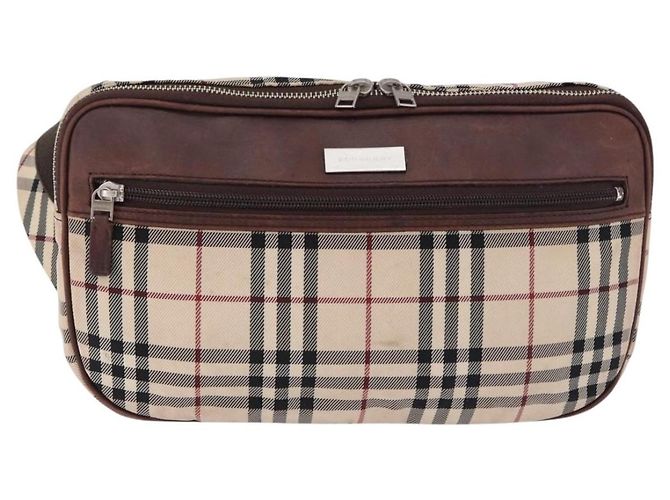 Borsa a tracolla BURBERRY Nova Check in tela beige argento Auth hk3936 - vista 2