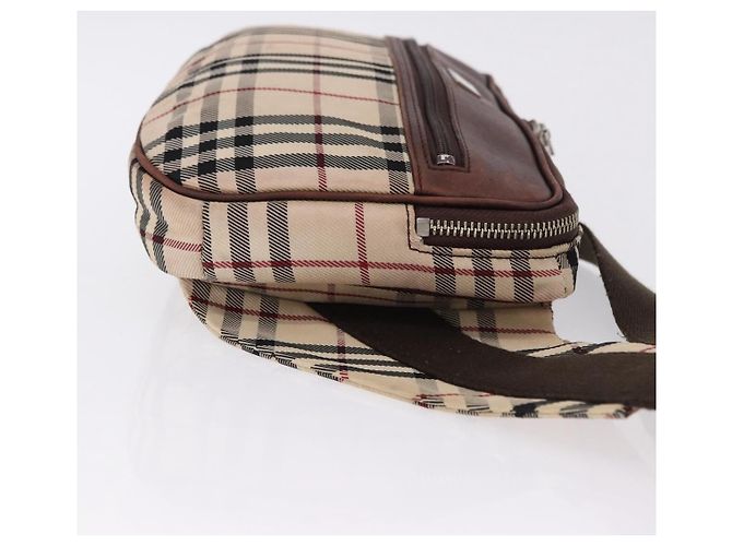 Borsa a tracolla BURBERRY Nova Check in tela beige argento Auth hk3936 - vista 4