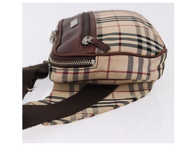 Borsa a tracolla BURBERRY Nova Check in tela beige argento Auth hk3936 - vista 5