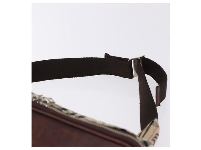 Borsa a tracolla BURBERRY Nova Check in tela beige argento Auth hk3936 - vista 8