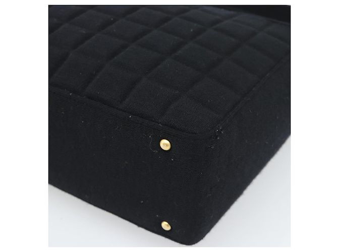 CHANEL Choco Bar Hand Bag Cotton Black Gold CC Auth 194003A Nero D'oro - vista 12