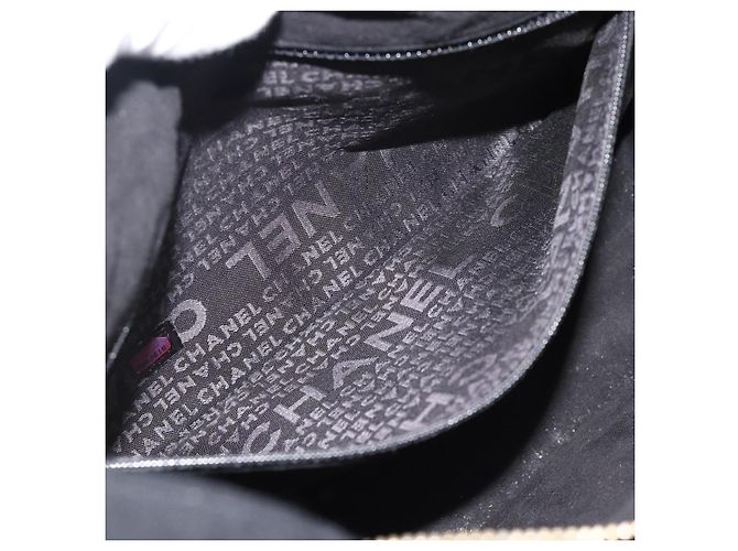 CHANEL Choco Bar Hand Bag Cotton Black Gold CC Auth 194003A Nero D'oro - vista 20