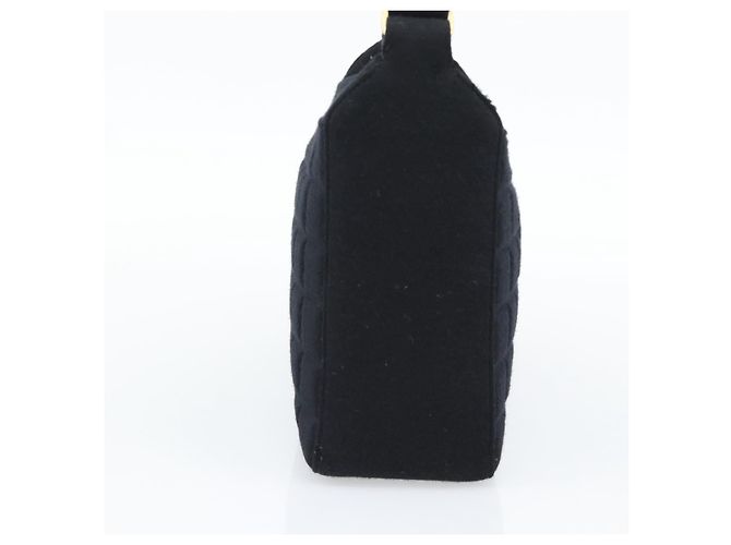 CHANEL Choco Bar Hand Bag Cotton Black Gold CC Auth 194003A Nero D'oro - vista 4