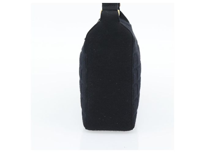 CHANEL Choco Bar Hand Bag Cotton Black Gold CC Auth 194003A Nero D'oro - vista 5
