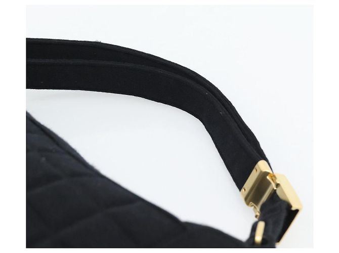 CHANEL Choco Bar Hand Bag Cotton Black Gold CC Auth 194003A Nero D'oro - vista 8