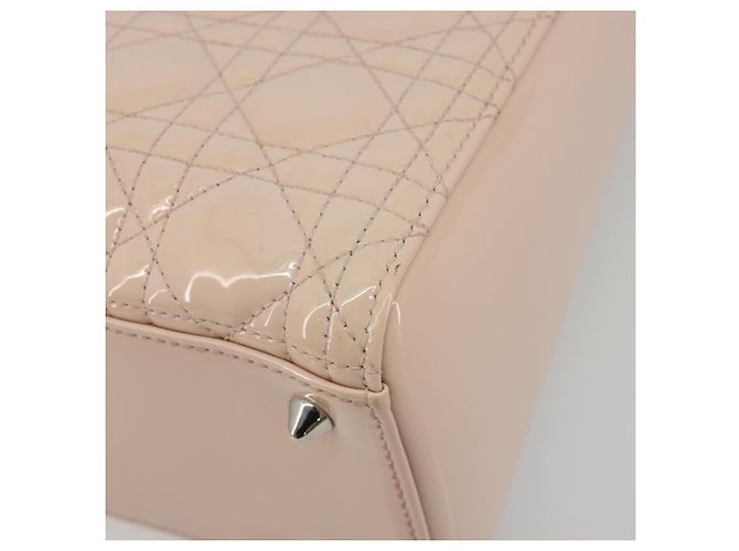 Borsa Christian Dior Lady Dior Canage Large in pelle vernice 2way Rosa Autentica 193127 Argento - vista 12