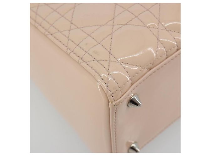 Borsa Christian Dior Lady Dior Canage Large in pelle vernice 2way Rosa Autentica 193127 Argento - vista 13