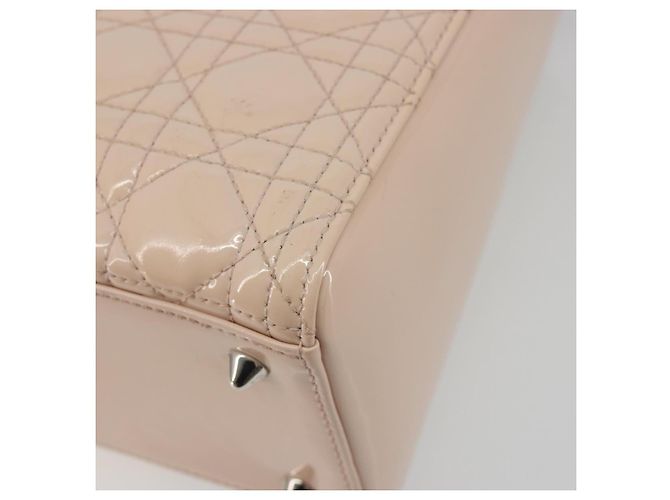 Borsa Christian Dior Lady Dior Canage Large in pelle vernice 2way Rosa Autentica 193127 Argento - vista 14